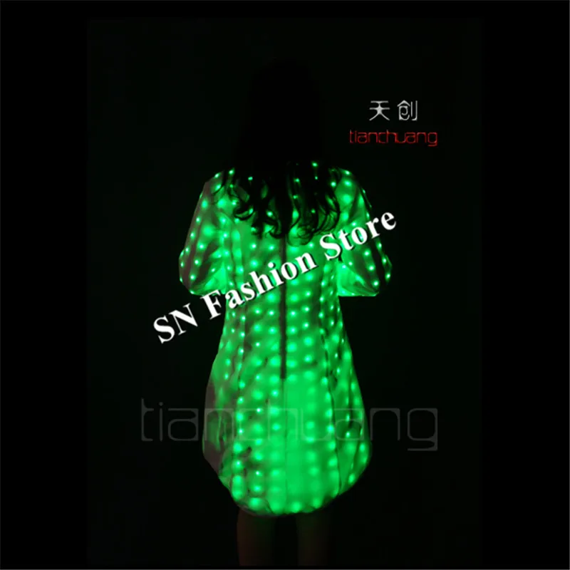 TC-117 LED light colorful ballroom led women dress dance costumes dj bar singer stage sexy wears Programmable catwalk led clothe