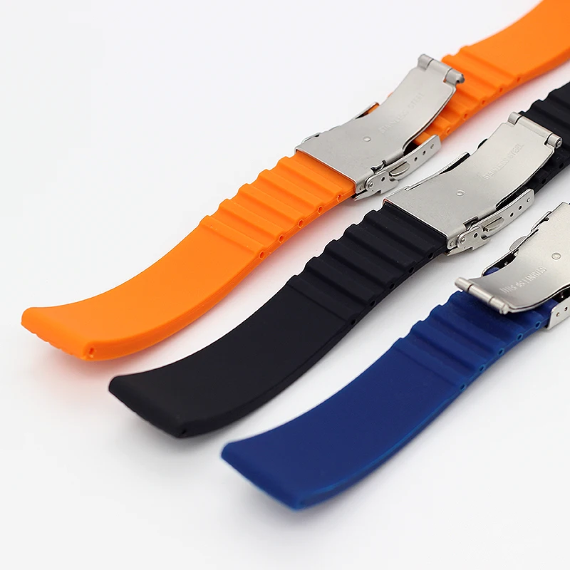 18mm 20mm 22mm 24MM Strong Flexibility Rubber Watchbands Casual Balanceds Men And Women Silicone Watch Strap Band orange blue