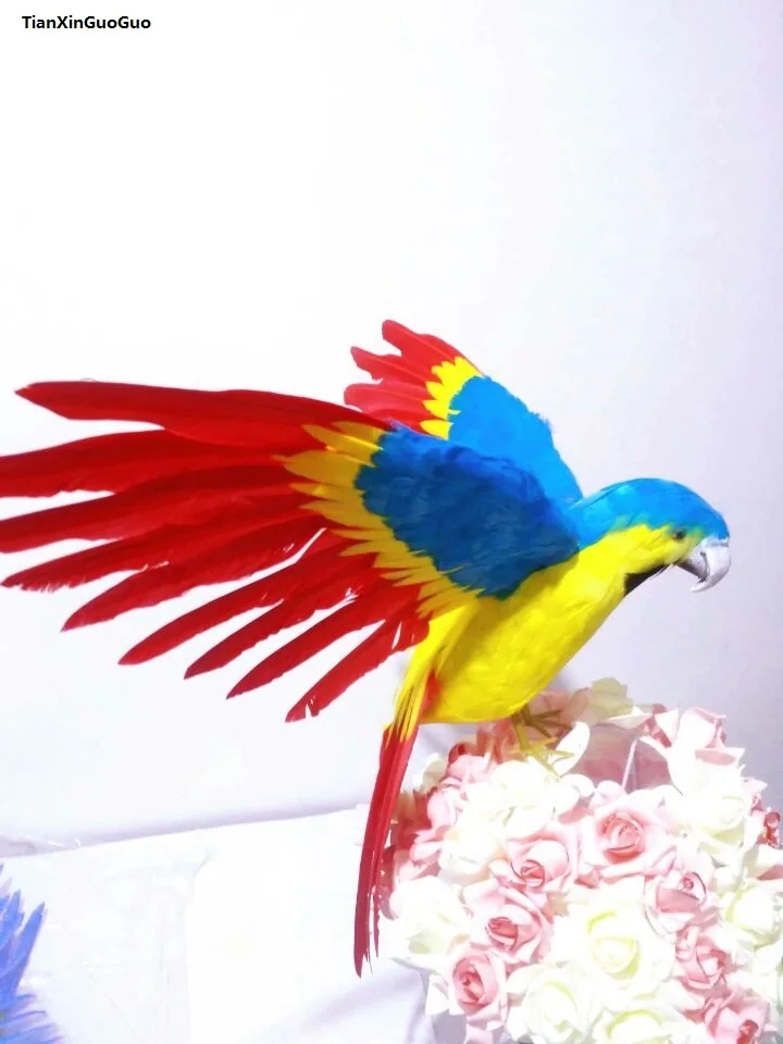 

large 42x60cm spreading wings parrot beautiful feathers blue-red parrot bird hard model,garden decoration ornaments gift s1447