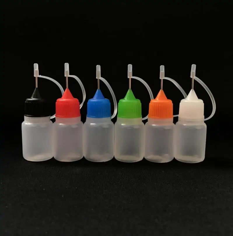 Wholesale 5ml LDPE Needle Plastic Dropper Bottles With Screw Metal Needle Caps for E liquid Nail Polish