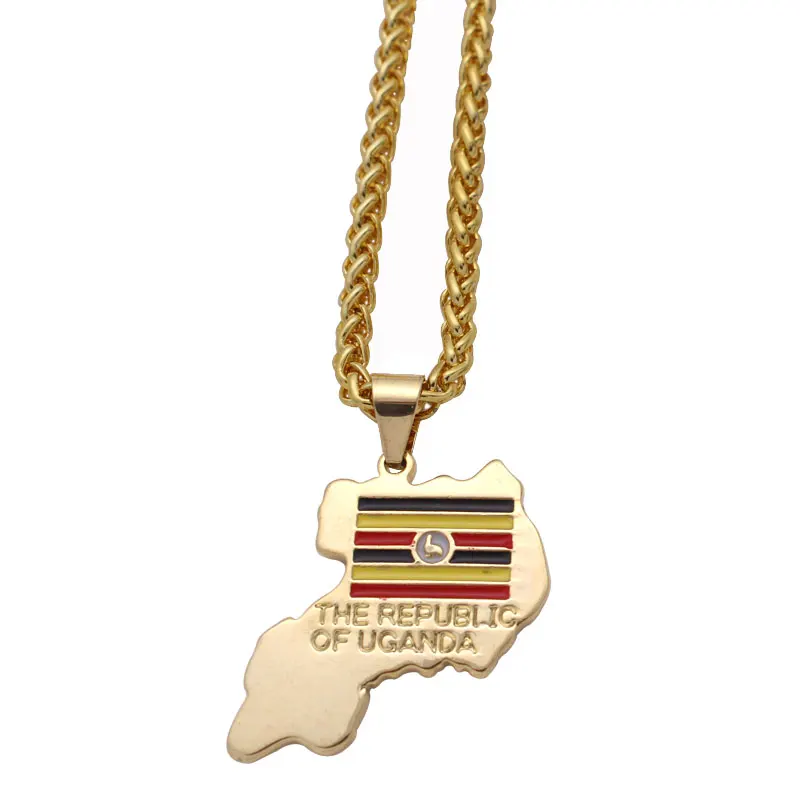 the republic of uganda National Flag pendant necklace , country map jewelry