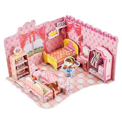 Casa de muñecas DIY para niños, rompecabezas de montaje, juguetes para niños, miniaturas, muebles, Kit, rompecabezas de papel 3D, regalos de juguete para niñas