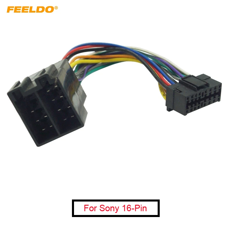 

FEELDO 10Pcs Car Stereo Radio Wire Harness Adapter For Sony 16-Pin Connector Into Radio To ISO 10487 Connector Into Car