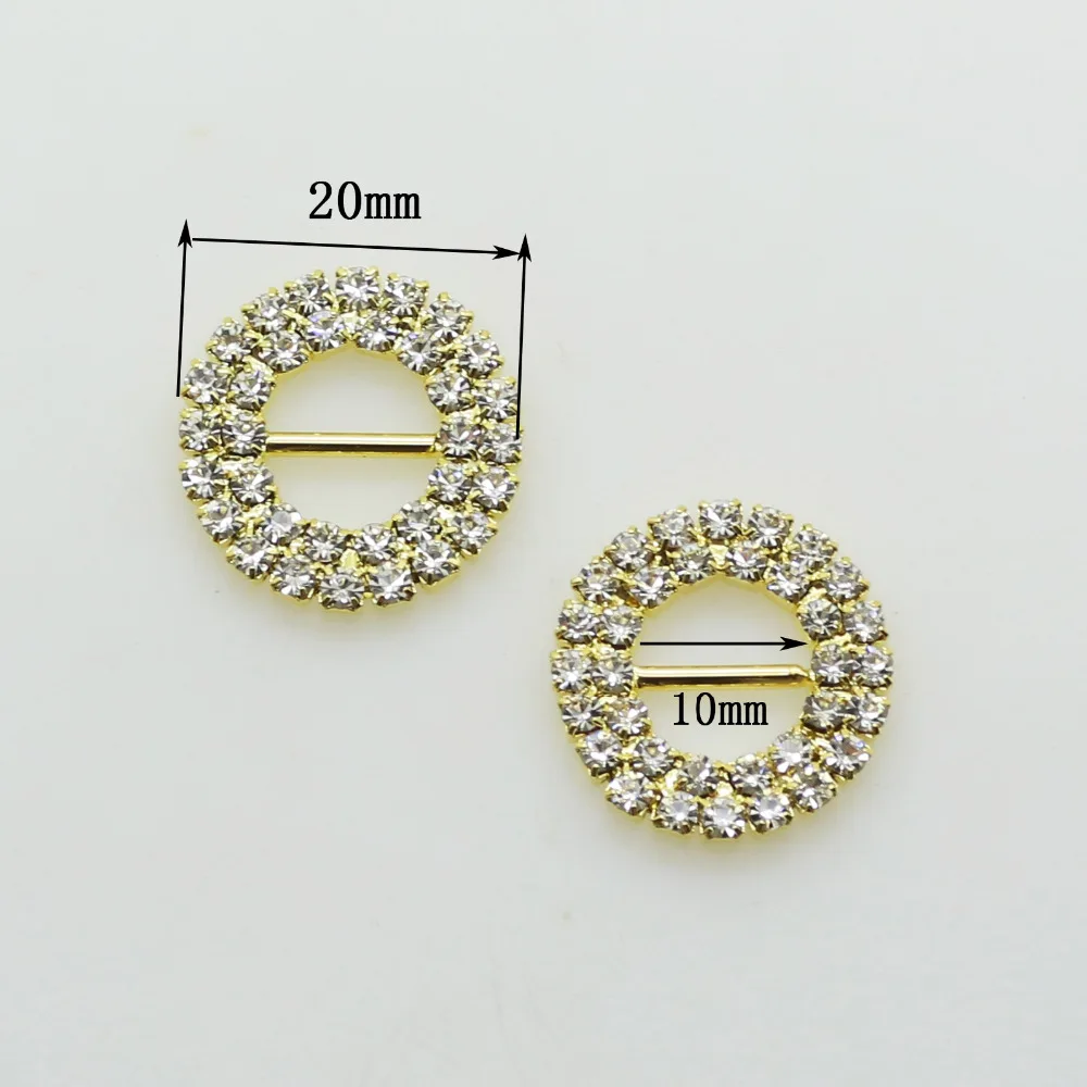 ZMASEY New Round Metal Buckles 20mm 10Pcs/Lot Crystal Decor Wedding fit ribbon and Shoe Belt Clothing Buckles Fitting