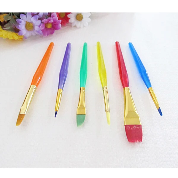 6pcs Body Paint Brushes Short Handle Set Kid Painting Gift Art Supplies Makeup Tools Nylon Hair For Artist Painter Flat Penselen