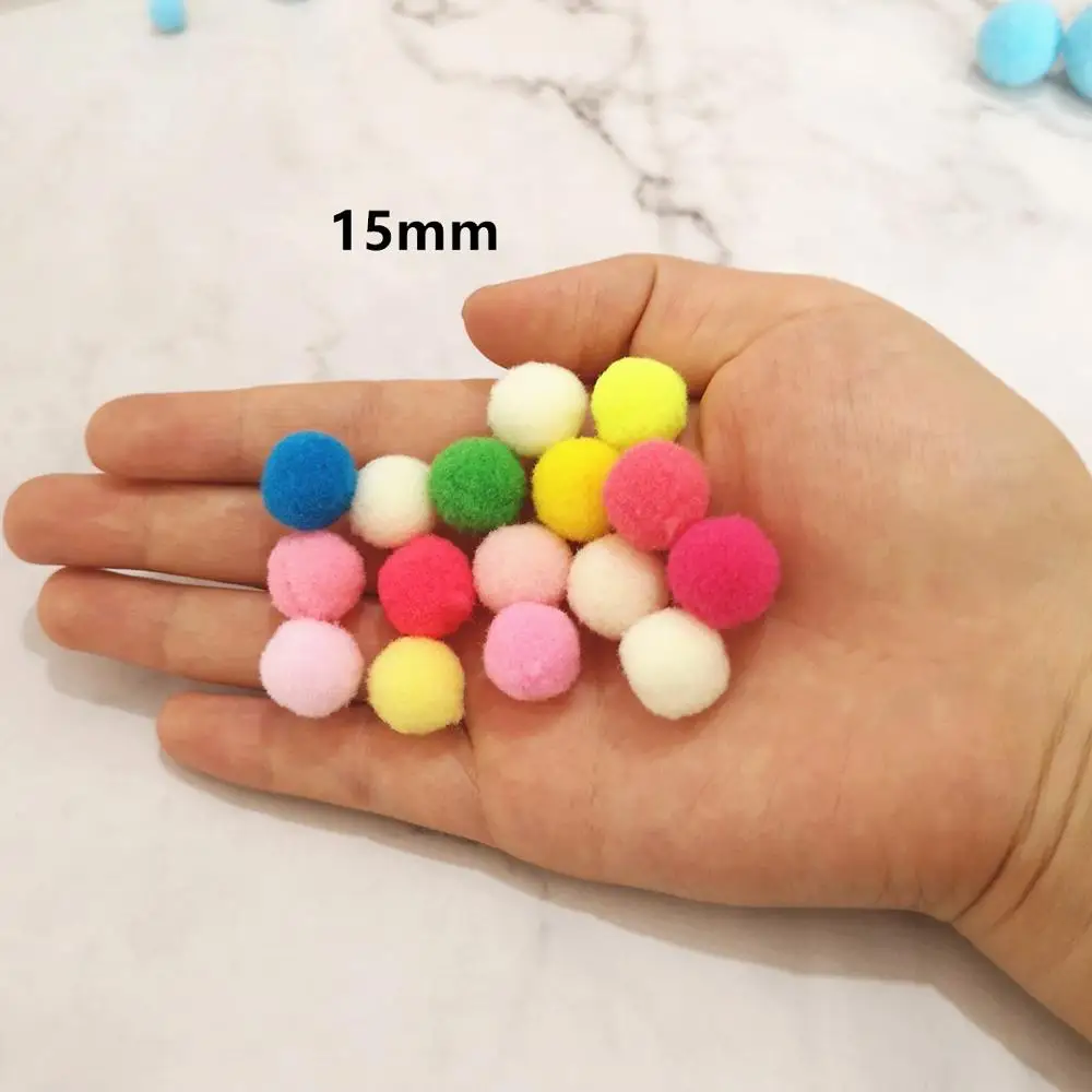 Pompons ronds doux et moelleux, 8/10/15/20/25/30mm, boule de bricolage, fournitures de perles Slime, accessoires pour mastic mousse, cadeaux de noël