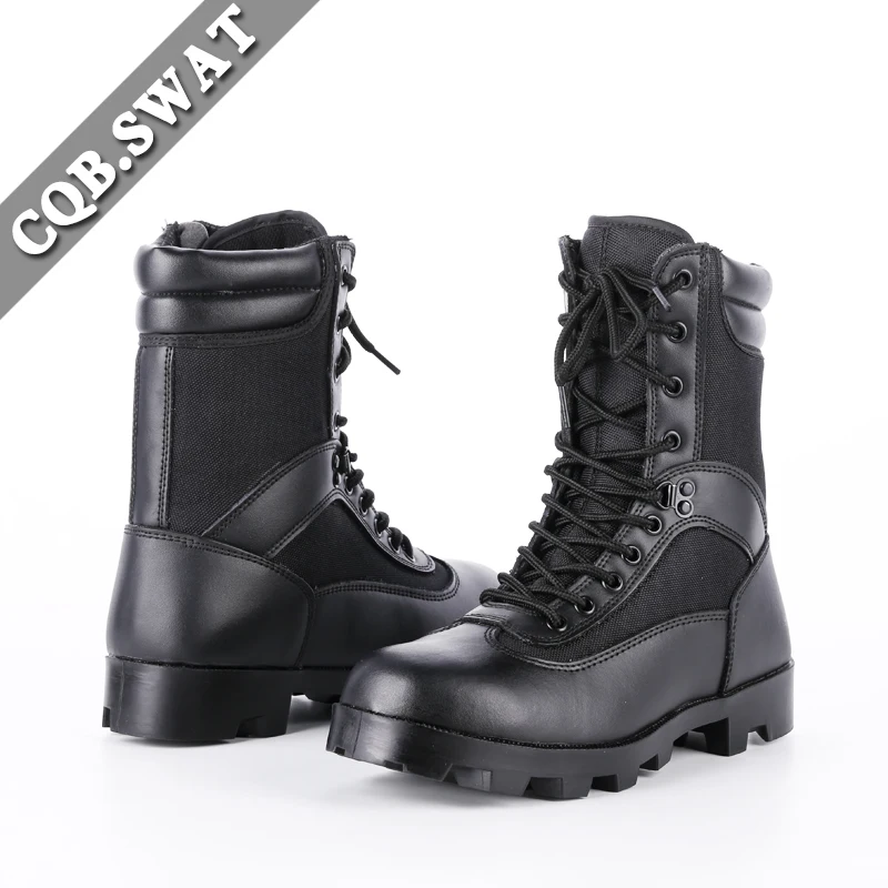 CQB.SWAT Spring Breathable Men Panama Rubber Sole Black Outdoor Work Boots Black Combat Tactical Jungle Boots with Zip