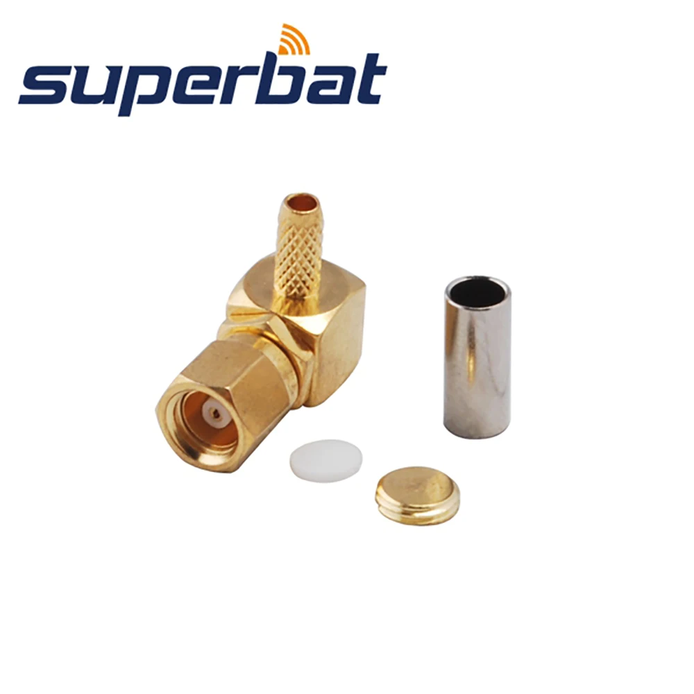 Superbat SMC Male Right Angle Crimp RF Coaxial Connector for Cable RG174,RG178,RG316,LMR100