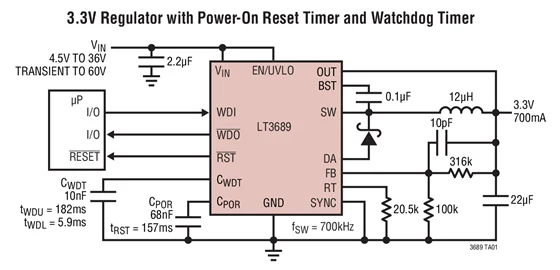 LT3689 LT3689EUD LT3689IUD LT3689HUD - Regulador abaixador de 700mA com reinicialização de energia e temporizador de vigilância