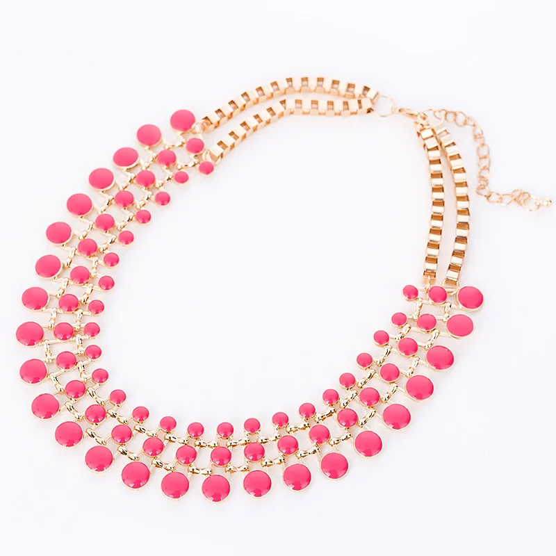 New Trendy Necklaces Pendants Link Chain Collar Long Plated Enamel Statement Bling & Fashion Necklace Women Jewelry N233