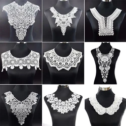 Craft collar flower Venise Sequin Floral Embroidered Applique Trim Decorated Lace Neckline Collar Sewing 1pcs