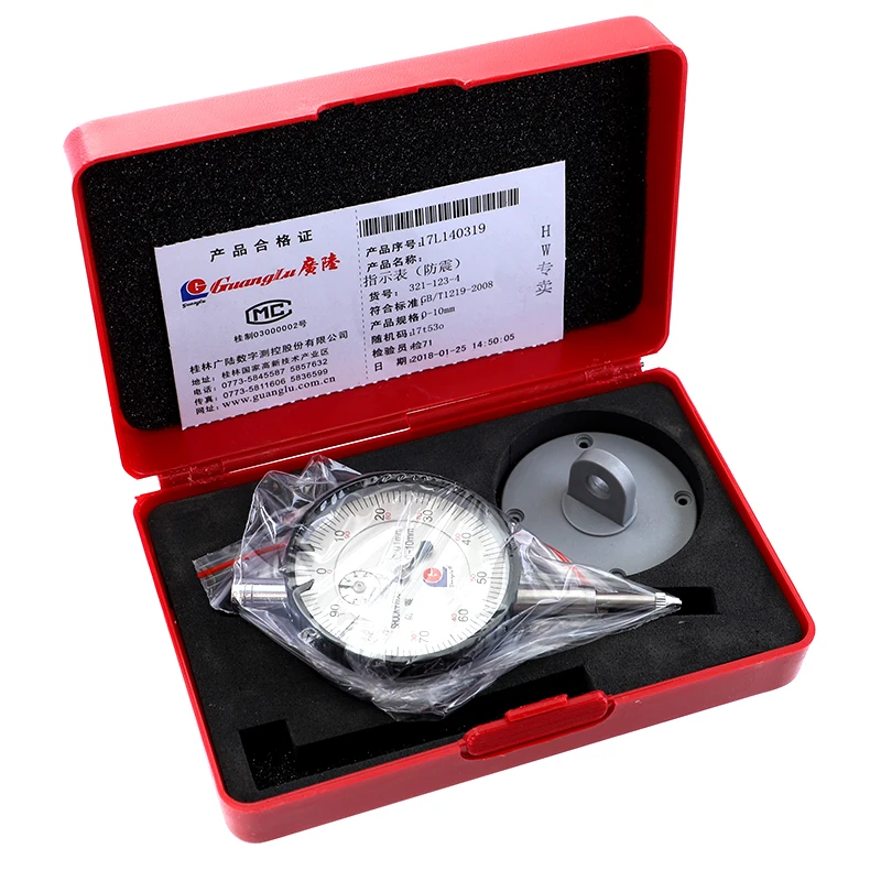 GUANGLU Dial Indicator 0-10/0.01mm Shock-Proof Dial Test Gauge with Lug Back Precision Micrometer Measuring Tools