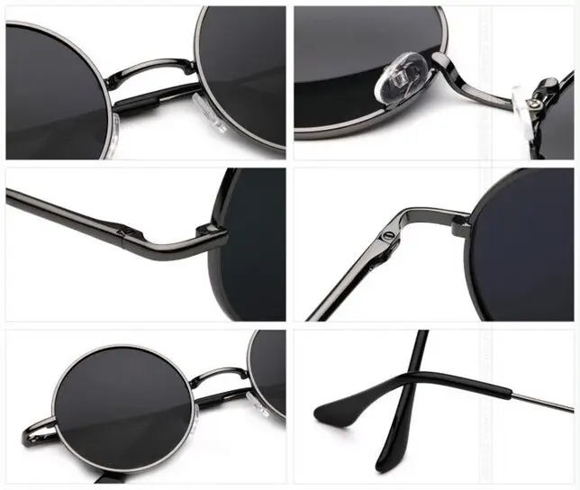 High Quality Vintage Polarized Sunglasses Men Round Metal Steampunk Brand Designer Sun GLsses Alloy Metal Gafas De Sol 171M
