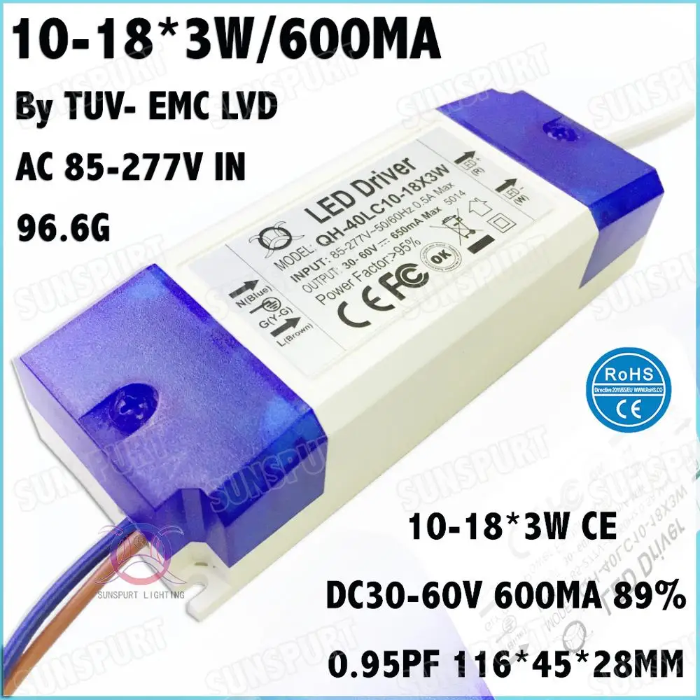 Imagem -05 - Tuv-ce Lvd Emc Pfc 0.9 130cx3w Externo 360 w Ac85-277v Levou Motorista 600ma Dc2105v Constante Fonte de Corrente 220 Peças