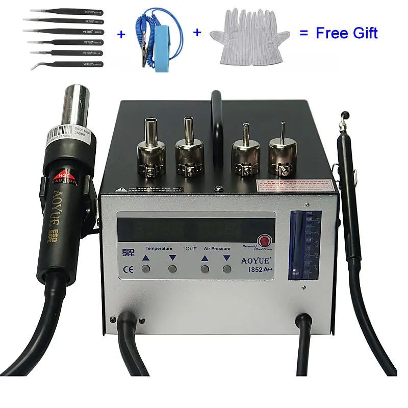 AOYUE 852A++ 220V SMD Hot Air Gun Soldering Station Desoldering Rework Station