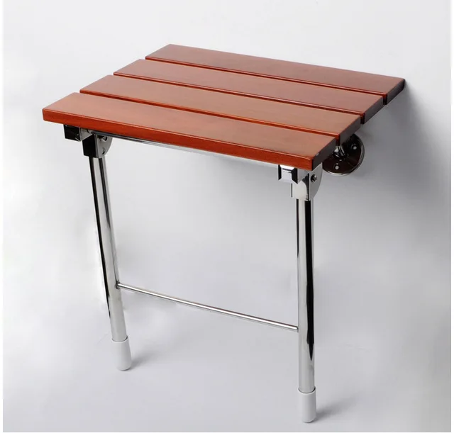 

Solid Wood Shower Seat Spacing Saving Wall mounted Relaxation Folding Bath Chair Waiting Wall Chair with Legs