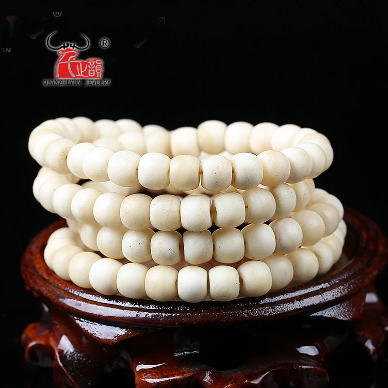 15PCS Natural yak bone unskimmed Tibetan buddhist beads bracelet. hole 1.5mm.