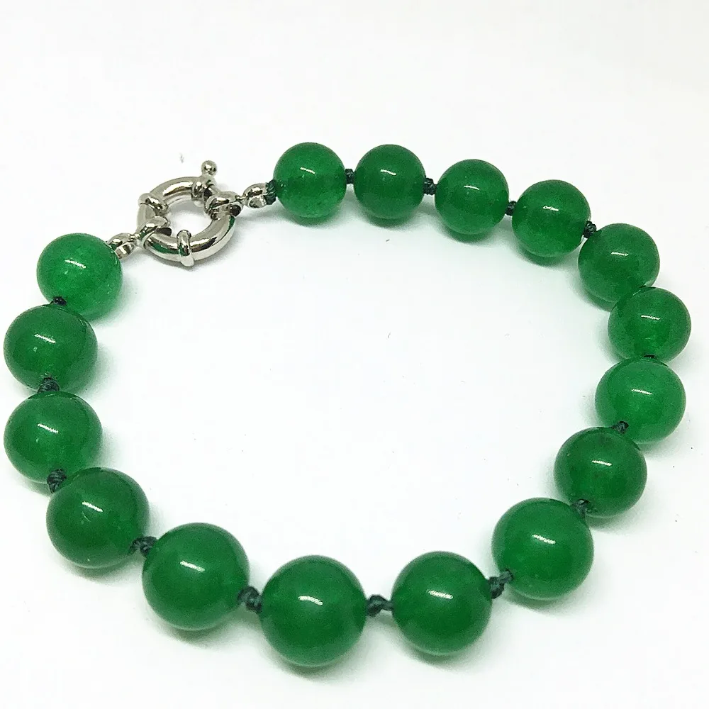 Charms malaysia green stone chalcedony jades 8,10,12mm lovely round beads unisex fashion jewelry makiing bracelet 7.5inch B1528