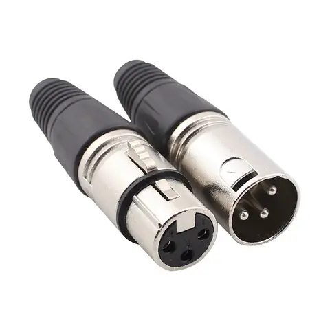 XLR-3-F/M 마이크 케이블 커넥터 암/수 마이크 잭 플러그 오디오 마이크 커넥터 검정색 마이크 케이블 커넥터