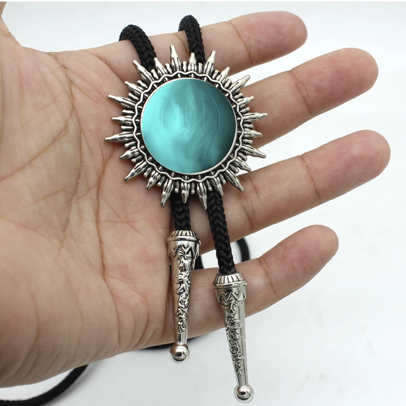 2017 New Trendy Black Glass Dome Bolo Tie Western Cowboy Shirt Accessory Red Blue Photo Jewelry Round Vintage Bolo Ties necklace