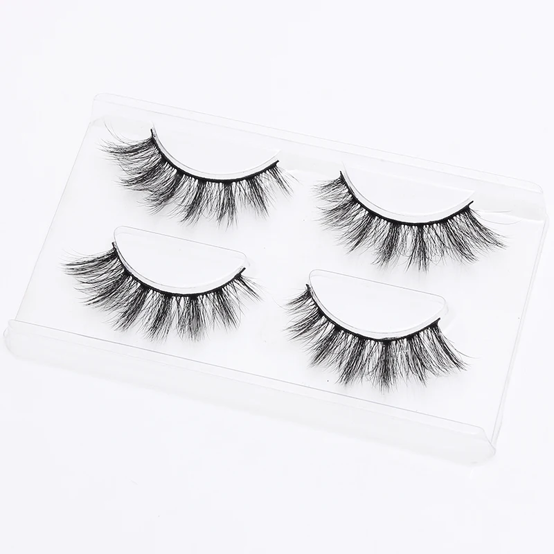 LEHUAMAO 2 Pairs 3D Mink Lashes Natural Long False Eyelashes Dramatic Volume Fake Lashes Makeup Eyelash Extension Silk Eyelashes