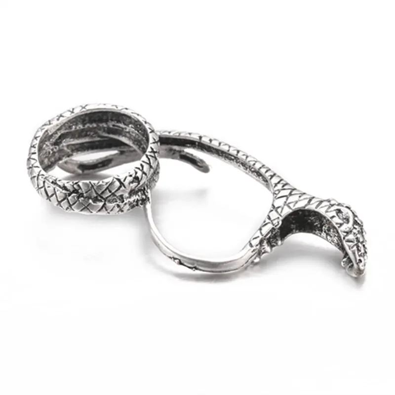 LUBOV Antique Gold Color Metal Snake Rings Two-Fingers Rings Vintage Women Party Jewelry 2019 New