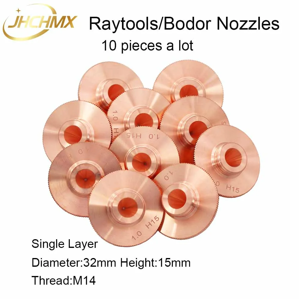 

JHCHMX 10pcs/lot Raytools Laser Nozzles Single Layer Dia.32mm Caliber 0.8-4.0mm For Raytools BT230 BT240 Fiber Laser Head Bodor