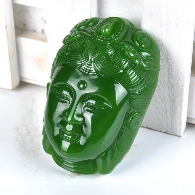 

fine jewelry Natural Jade Jasper Guanyin Head pendant male genuine and Hetian Jade Bodhisattva Buddha statue Pendant