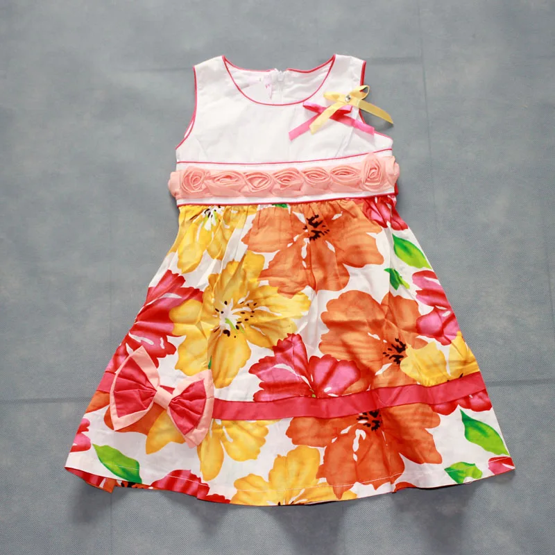 2023 Girls' Flower Tank Top 100% Cotton Dress Princess Dress 2-7T