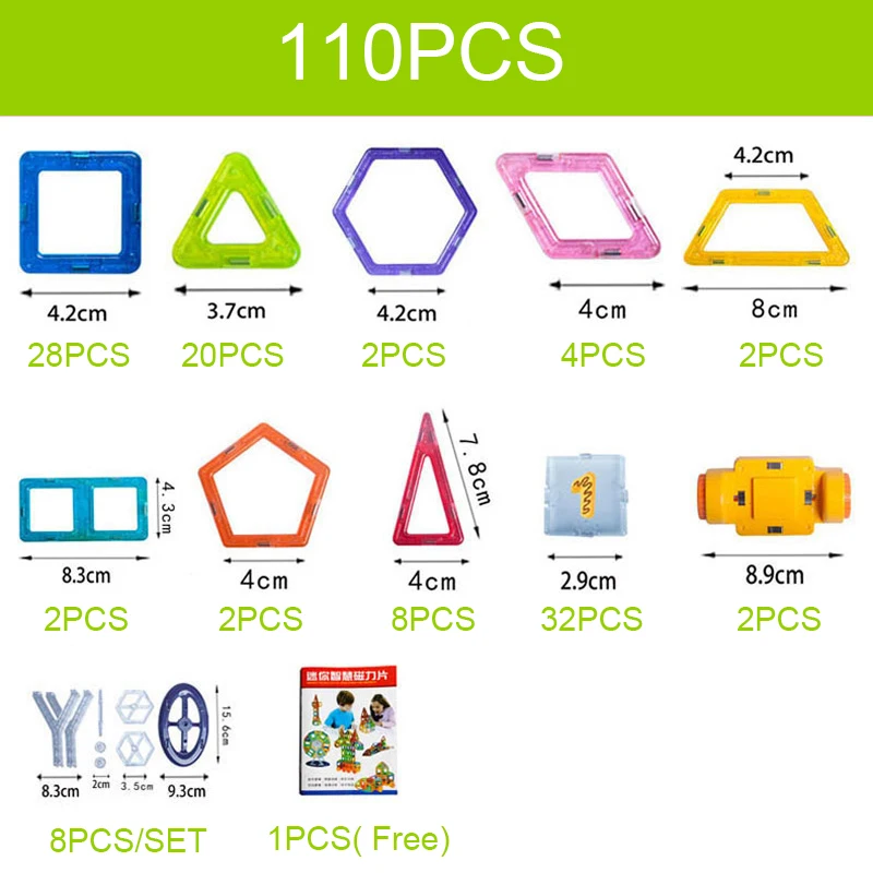 KACUU 100-180PCS Mini układanki magnetyczne konstruktor zestaw Model i bloki magnetyczne edukacyjne zabawki na prezenty dla dzieci