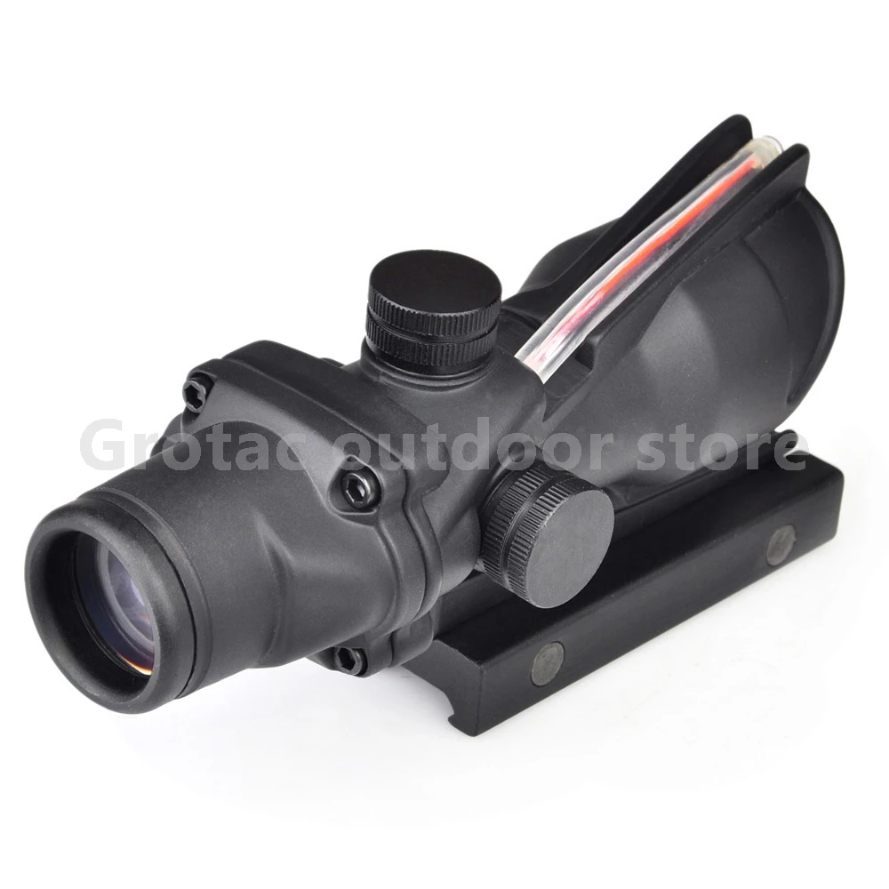 ACOG 4X32 Fiber Source Red Illuminated Scope picatinny Tactical Hunting