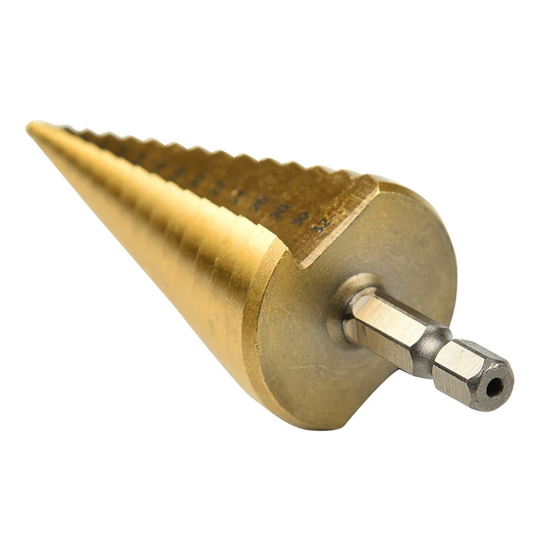 HSS Passo Punta Del Trapano s Hex Shank Cono Passo Core Punta Del Trapano Foro Cutter Set 4-12mm 4-20mm 4-32mm Metric Spirale Passo di Perforazione del Metallo