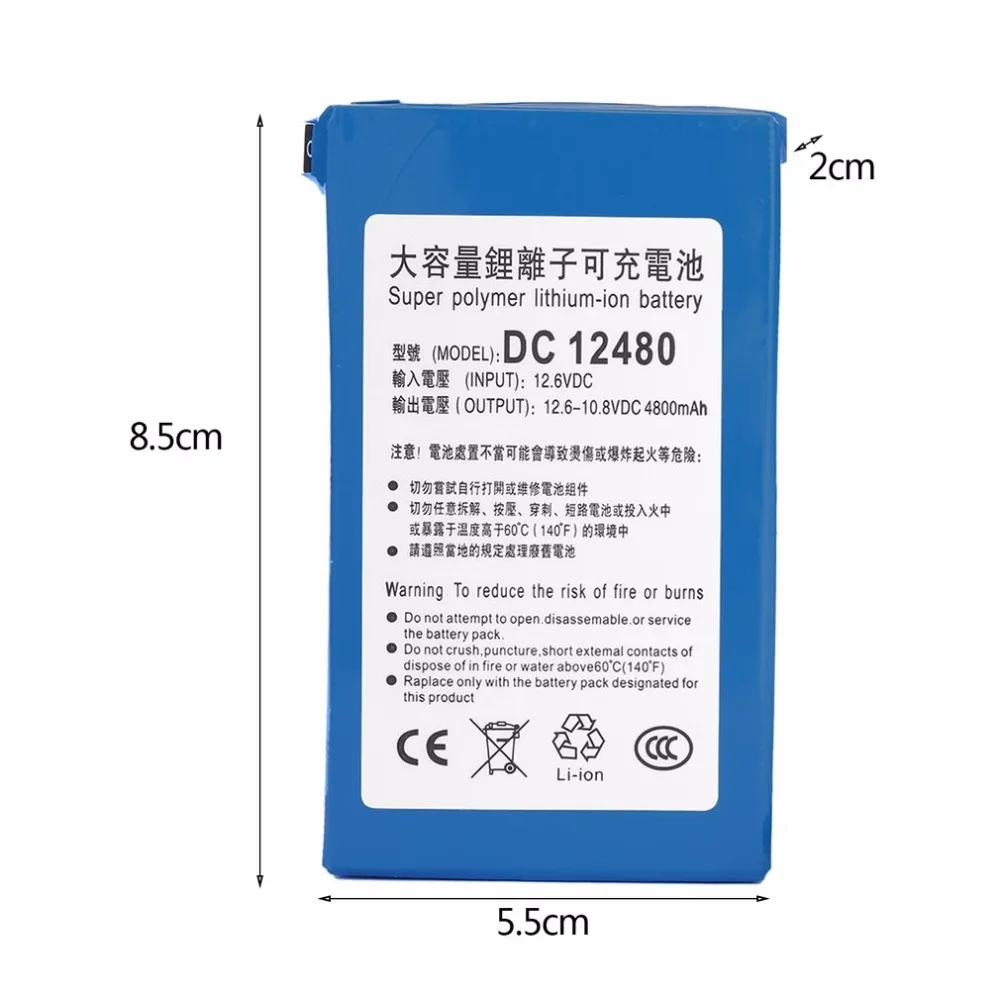 12 فولت بطارية حزمة 4800mah تيار مستمر 12.6 فولت بطارية ليثيوم قابلة للشحن كاميرا تلفزيونات الدوائر المغلقة كاميرات الفيديو النسخ الاحتياطي خلايا الطاقة + الاتحاد الأوروبي/الولايات المتحدة 1A شاحن