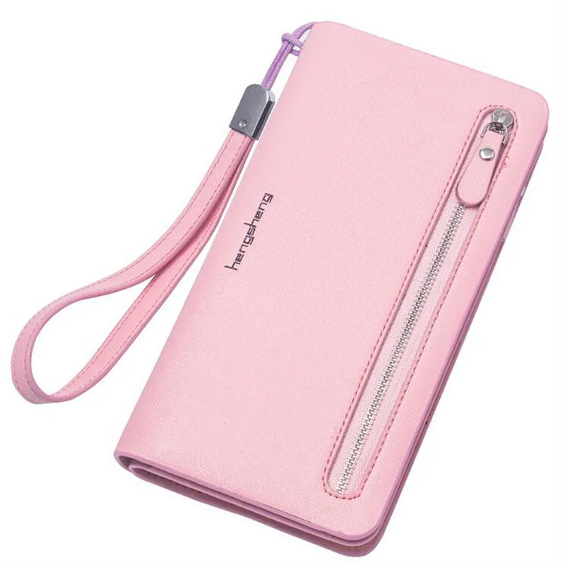 Large Capacity Long Purse Women Leather Wallet With Zipper Coin Pocket Ladies Credit Card Holder Phone Organizer Clutch Bag