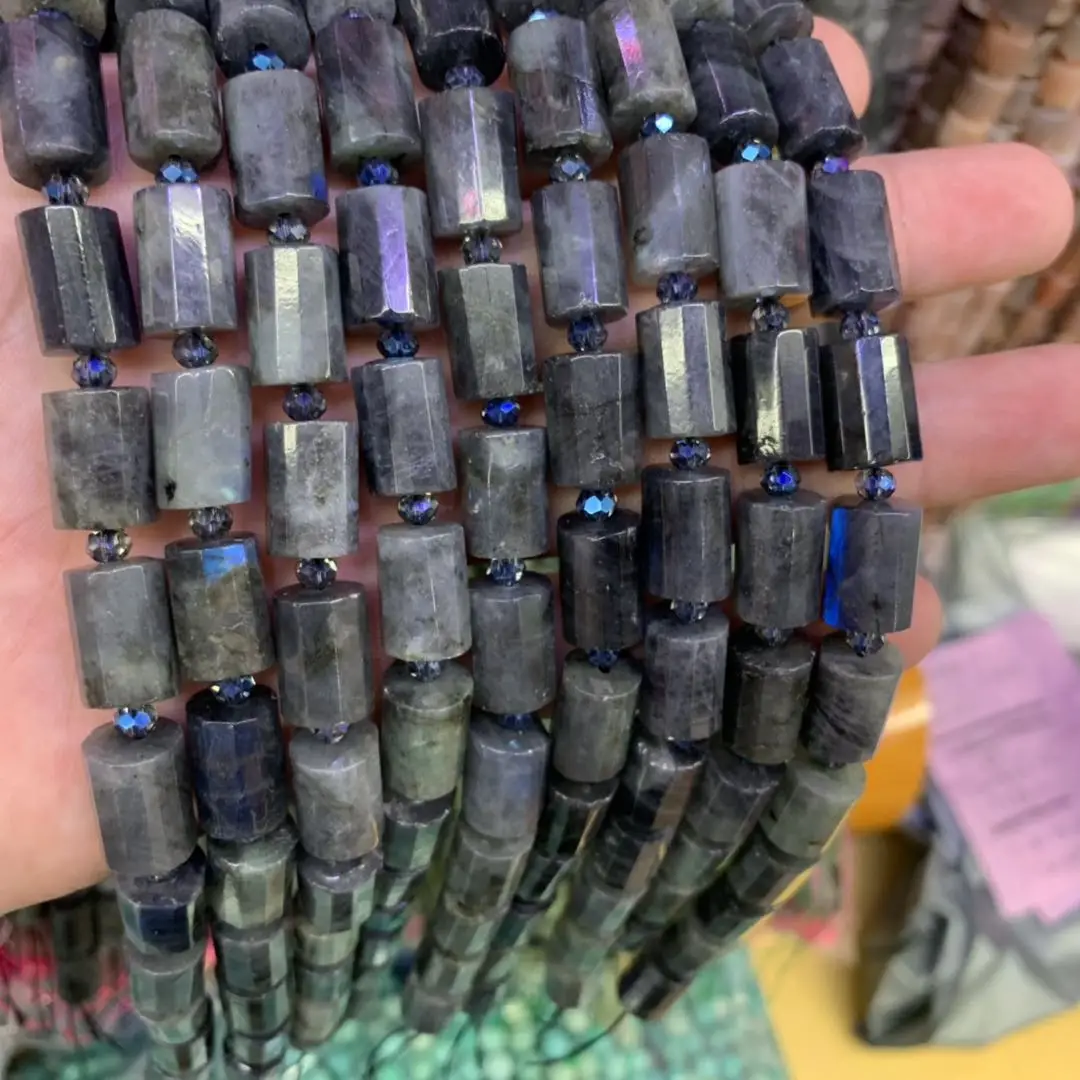 

column faced Labradorite stone beads natural gemstone beads DIY loose beads for jewelry making strand 15" wholesale !