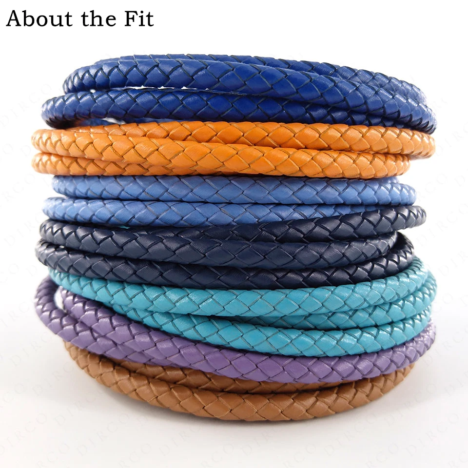 About the Fit 6mm 1Meter Full Dyeing Braided Real Leather Total Coloring Round Leather Cord Jewelry Accessories Woven Rope DIRCO