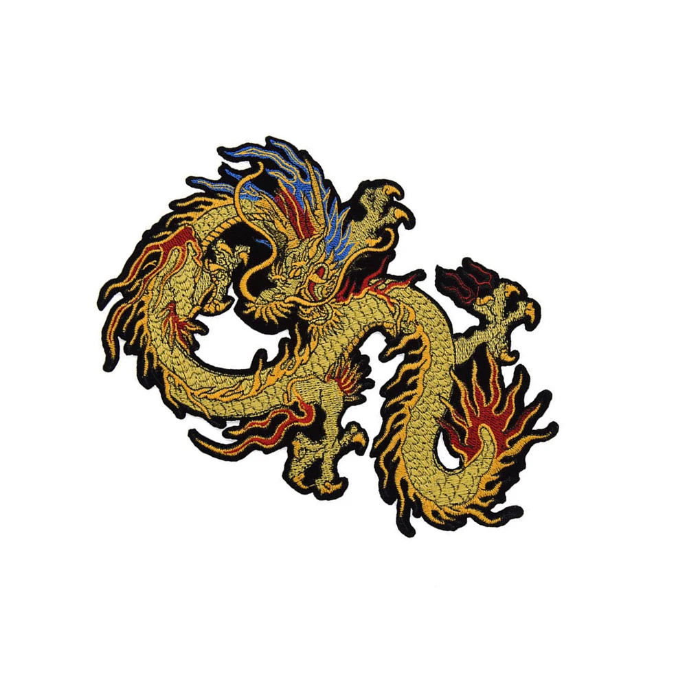 Chinese Dragon embroidery patch Sequin Sew Patches Clothes Applique Embroidery Cartoon Applique Embroidery patch Accessories