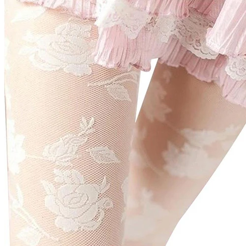 Wholesale Women Fashion Rose Pattern Tight Lace Pantyhose Sexy See-through Stockings