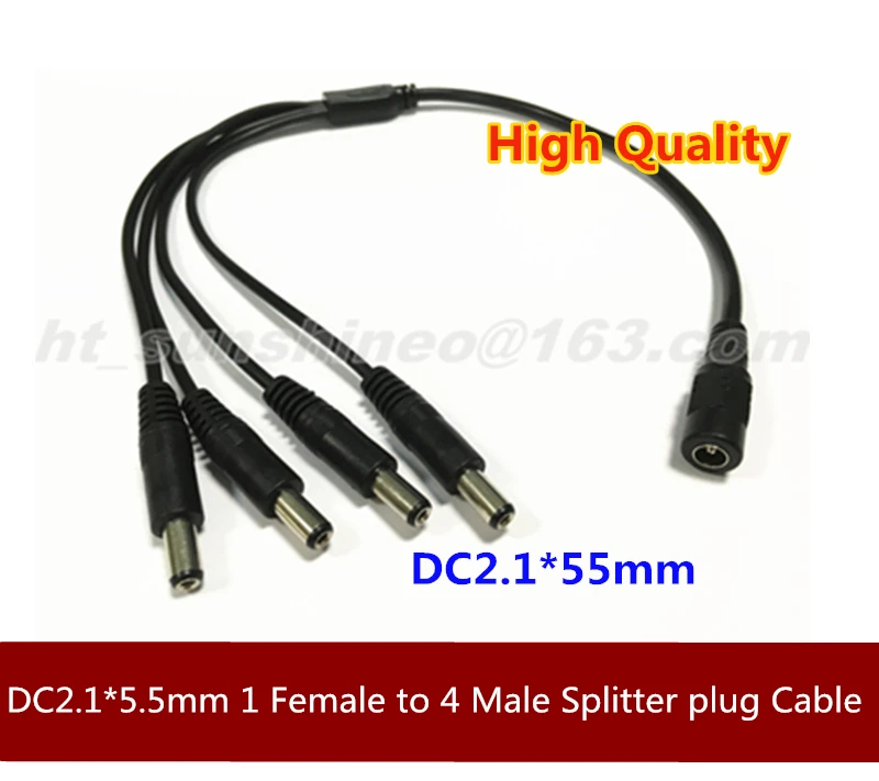 

DC Power Jack 1 DC Female To 4 Male plug Splitter Cord Adapter Connector Cable For Security CCTV Camera LED Strip