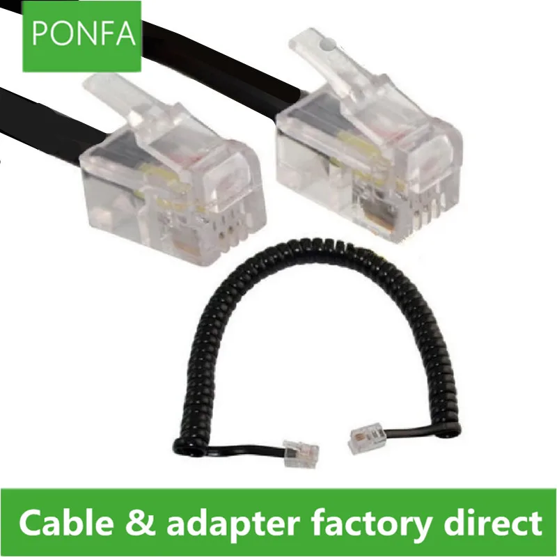 2m 6ft Telephone Extension Cord Lead Phone Coiled Cable Wire Line 4P4C Plug RJ11