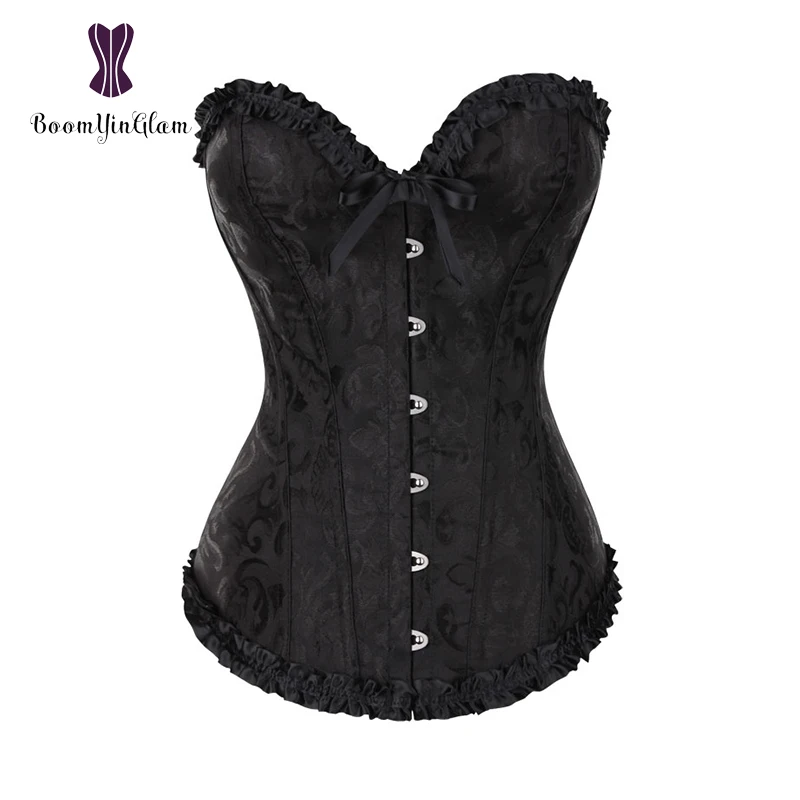 Plus Size Body Shapewear Costumes Women lingerie Sexy Pleated Trim Corset Lace Up Corsets And Bustiers With G String 810#