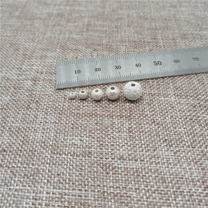 925 Sterling Silver Satin Matte Round Beads 3mm 4mm 5mm 6mm 8mm for Bracelet Necklace