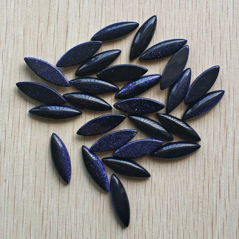 Wholesale 20pcs/lot 2018 Fashion blue sand stone Oval CAB CABOCHON beads for Necklace Earring accessories making 8x25mm free