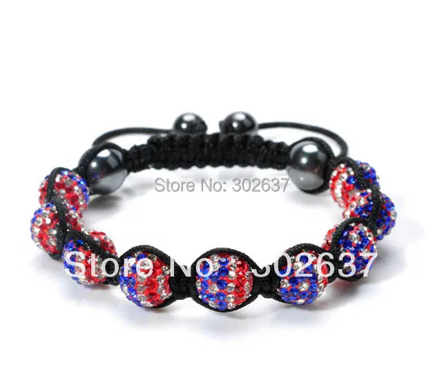 

1 шт. браслет из бисера в стиле хип-хоп с кристаллами и американским флагом #22681