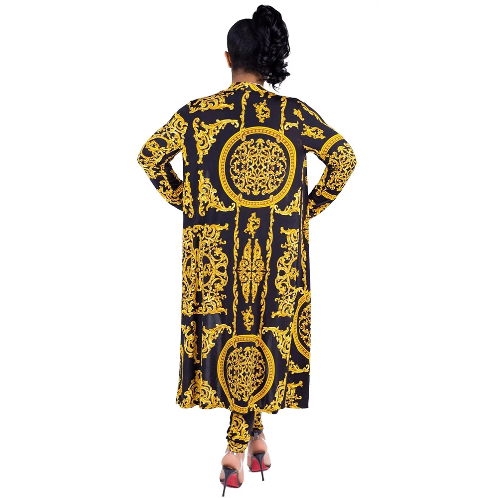 2021 New African Print Elastic Bazin Baggy Pants Rock Style Dashiki SLeeve Famous Suit For Lady/women coat and leggings 2pcs/se