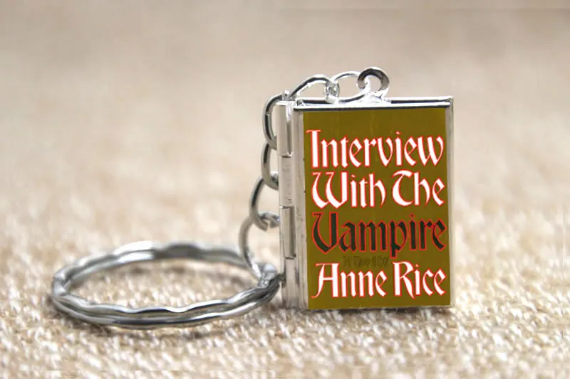 Interview With the Vampire  Anne Rice Book Cover Locket Necklace Keyring silver & Bronze tone jewelry
