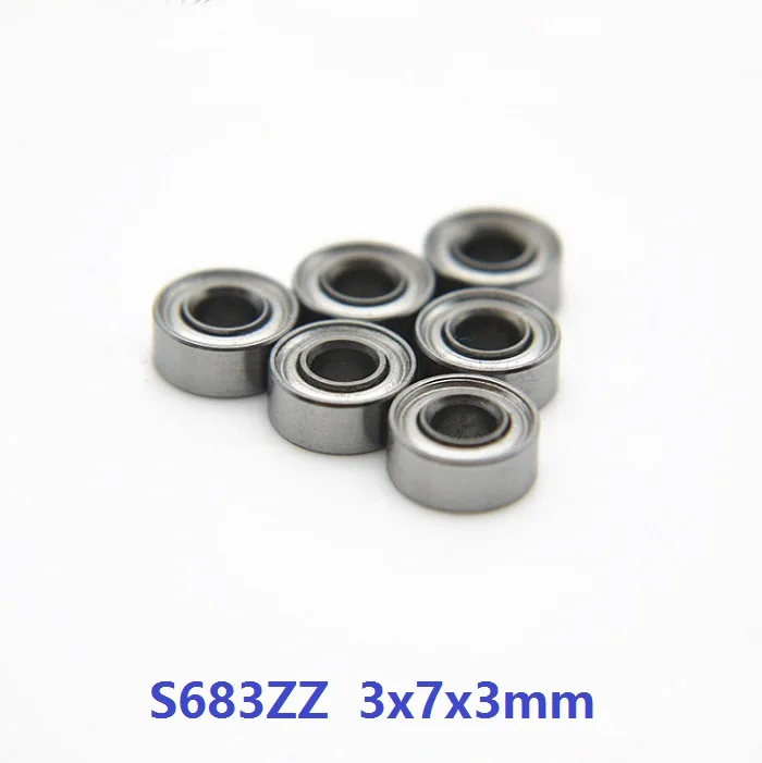 50pcs/lot S683ZZ S683 ZZ 3x7x3 mm Stainless Steel bearing deep groove ball bearings Miniature Mini bearing 3*7*3