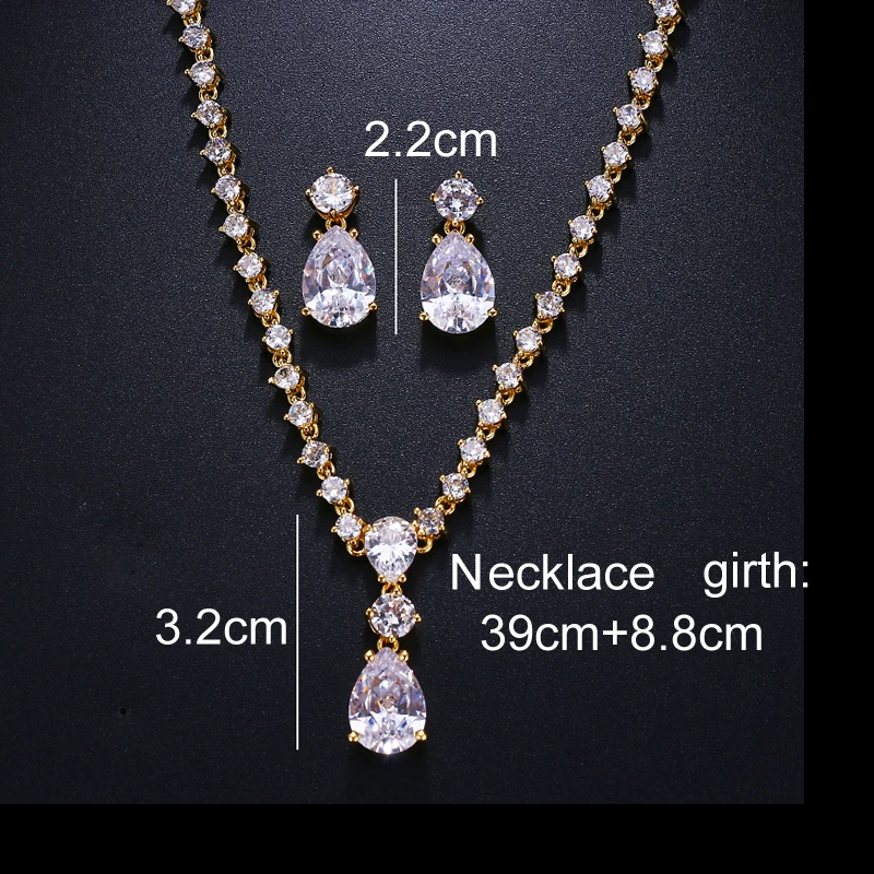 Emmaya Fashion Simple Cubic Zirconia Crystal Women Earrings Necklace Set For Brides Wedding Costume Jewelry Set