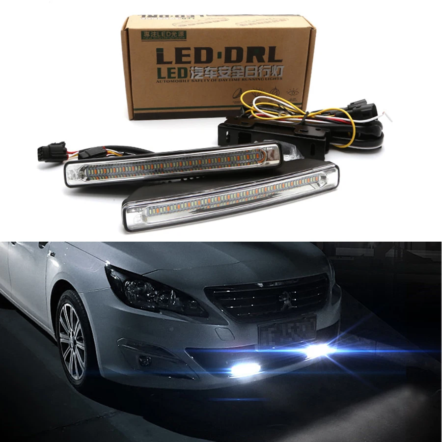 1Pair Universal Turn Signal Light Three-color model LED High Power DRL Daytime Running Light 12V Waterproof