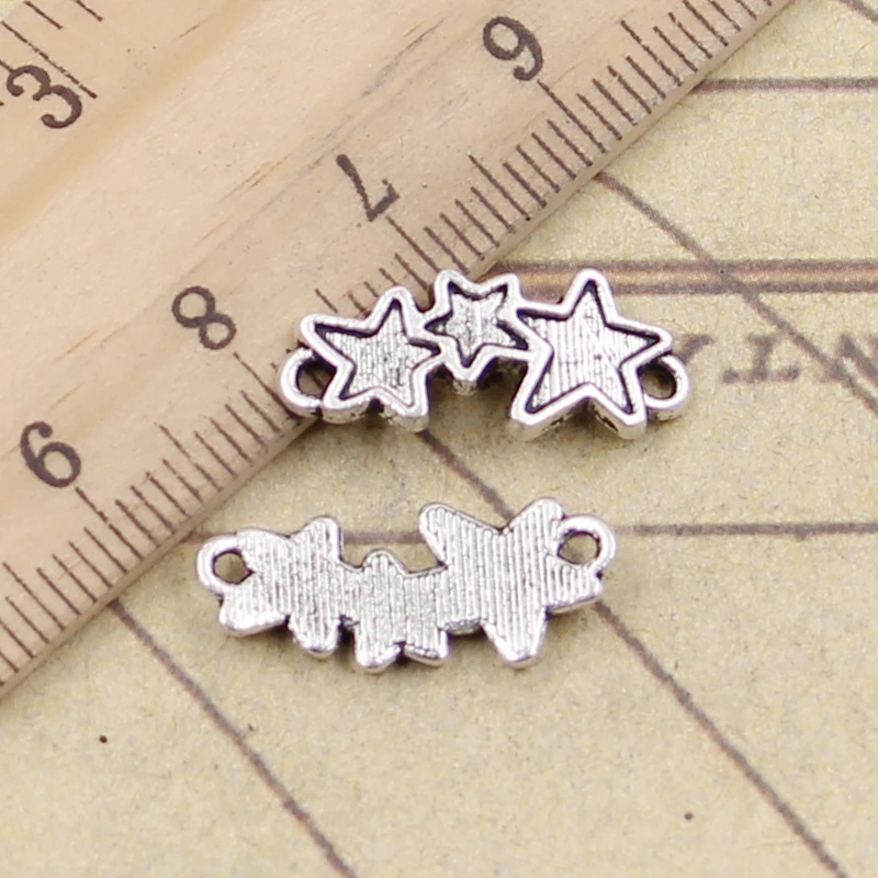 20pcs Charms Star Connector 19x8mm Tibetan Silver Color Pendants Antique Jewelry Making DIY Handmade Craft